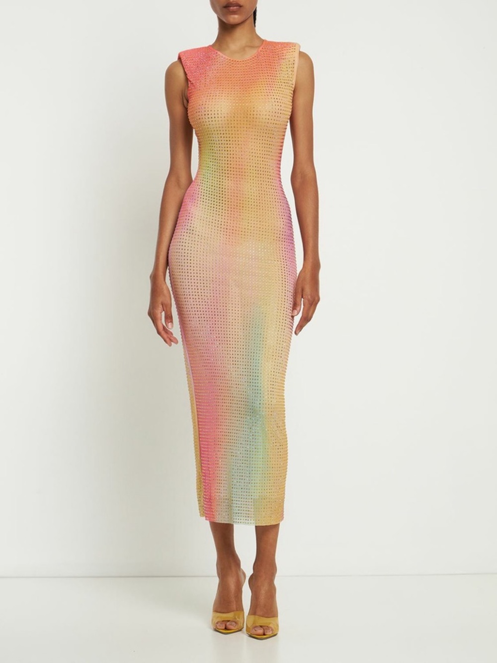 NWT Self-Portrait Printed Mesh Hotfix Midi Dress